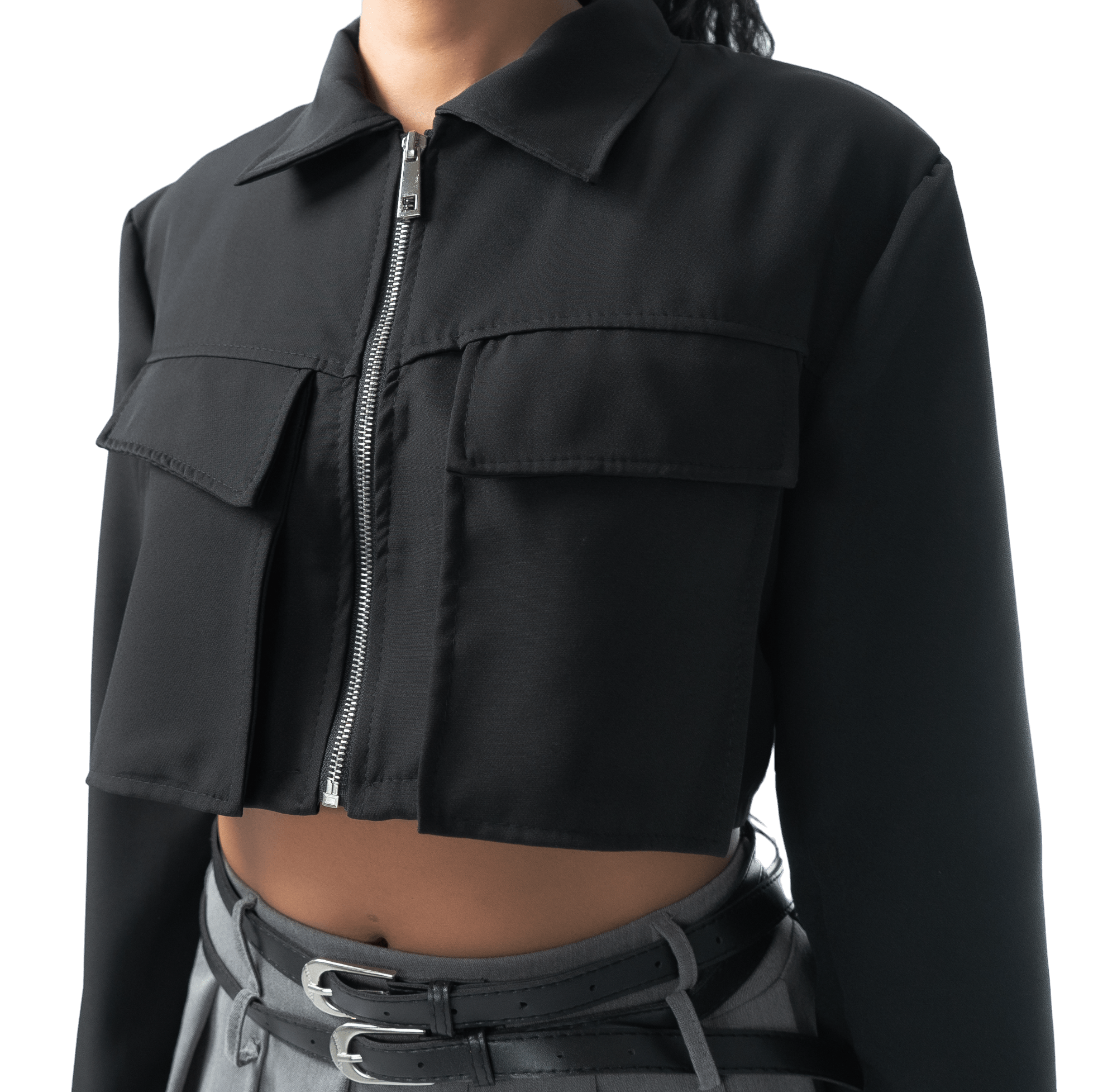 Chrome Zip Crop Jacket - GRLS CLUB