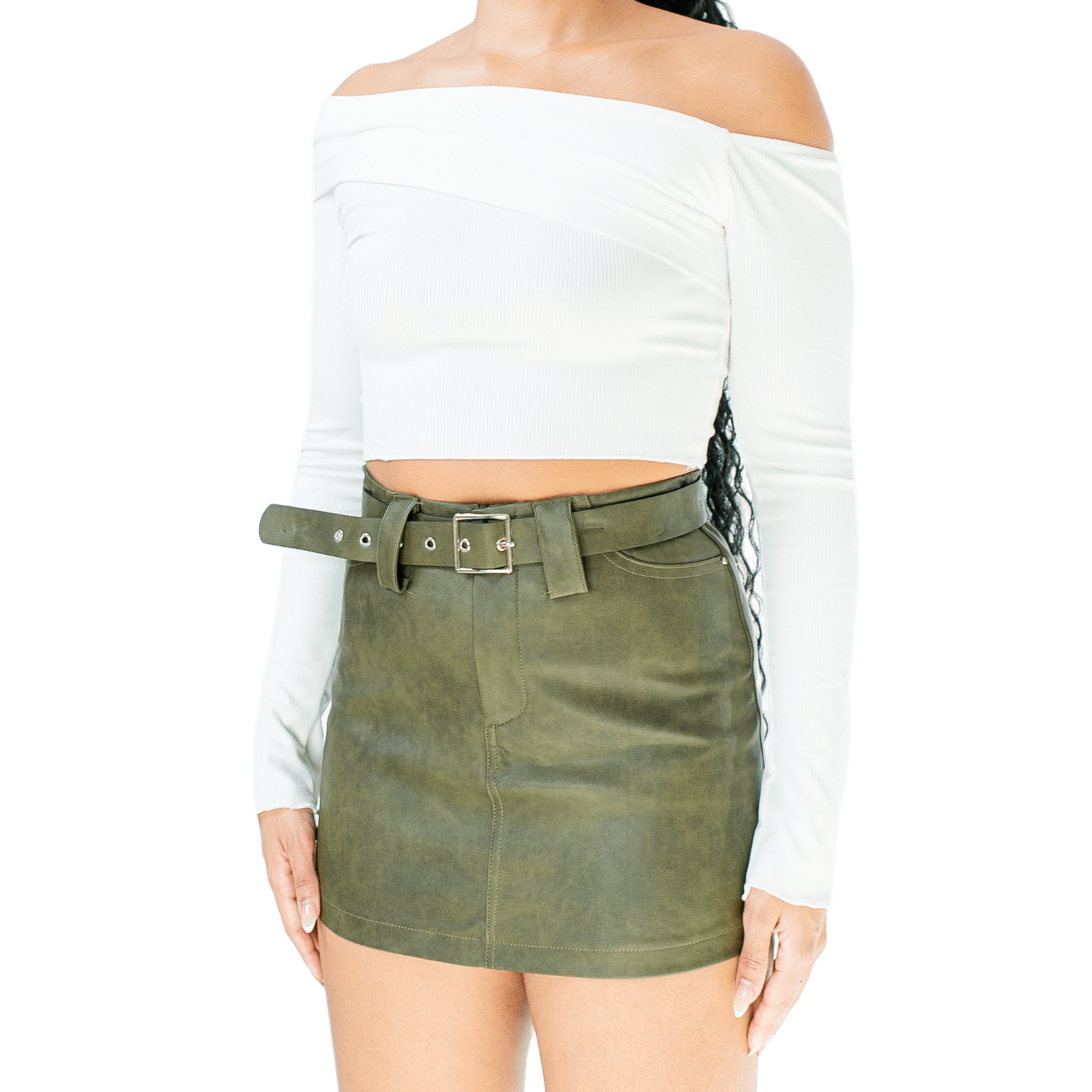 Distressed Belted Leather Skort - GRLS CLUB