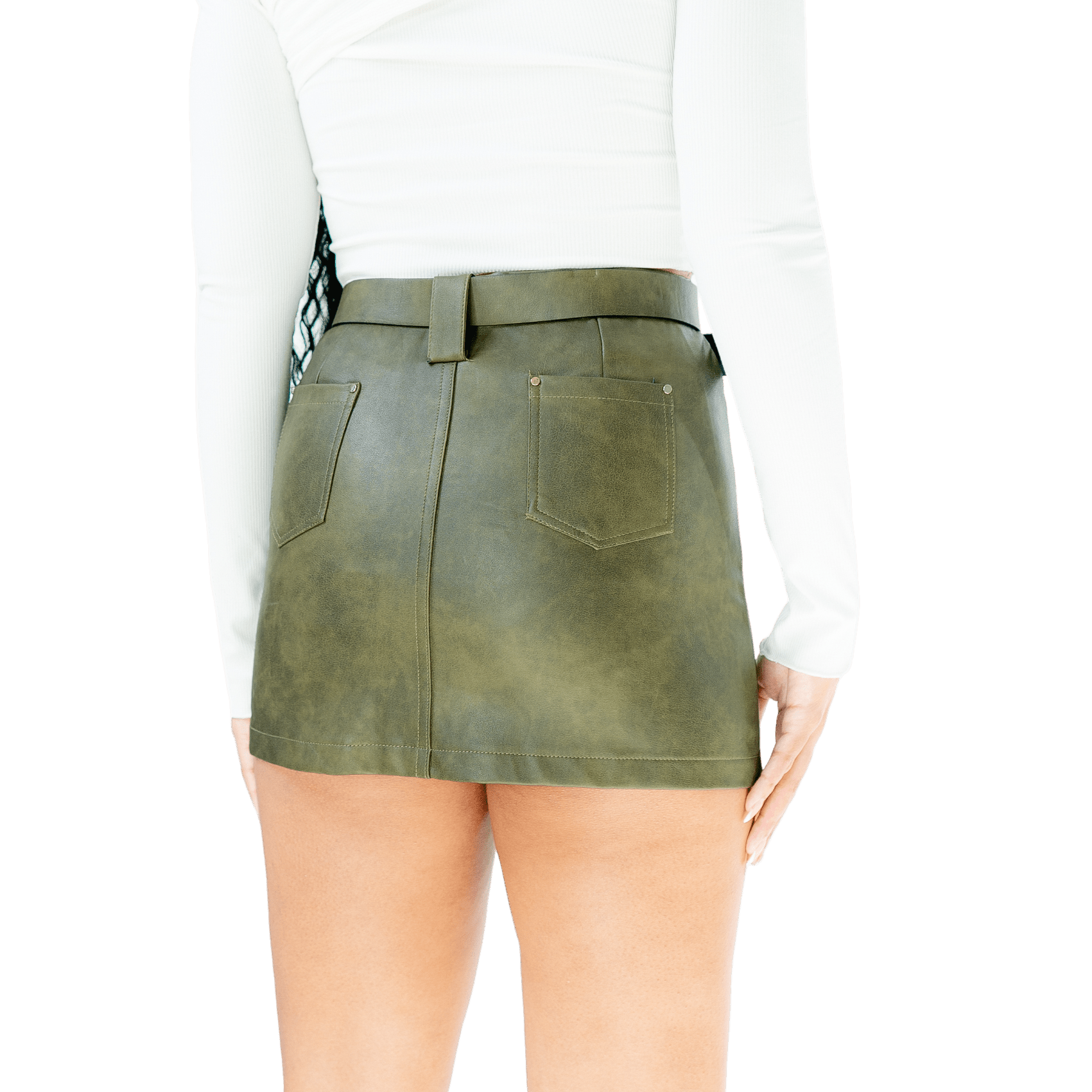 Distressed Belted Leather Skort - GRLS CLUB