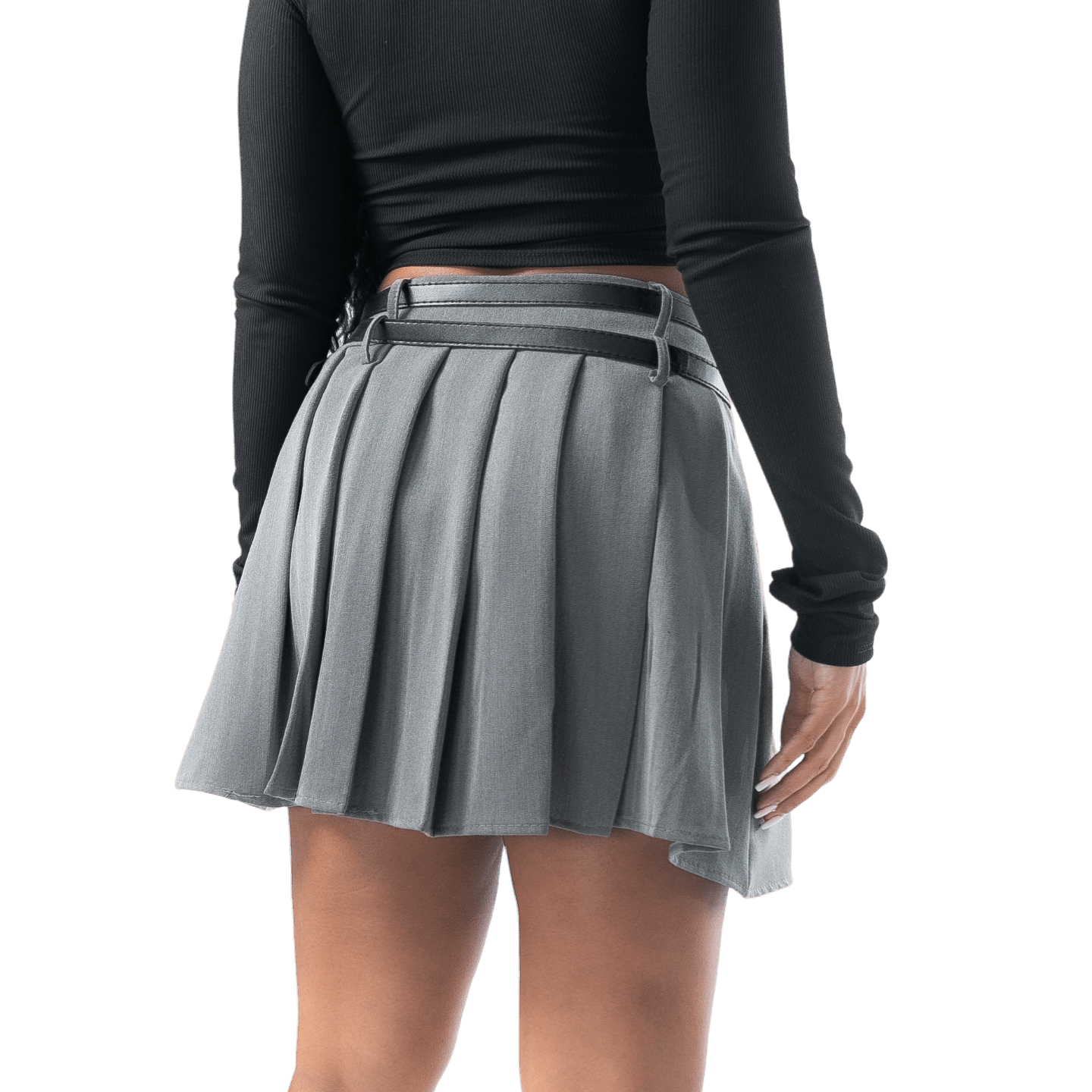 Double - Buckle Pleated Skirt - GRLS CLUB