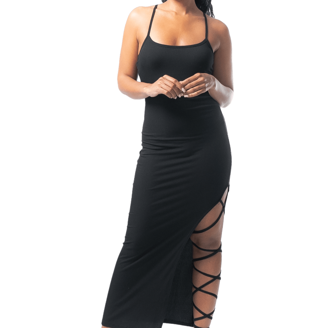 High - Thigh Split Lace - Up Dress - GRLS CLUB