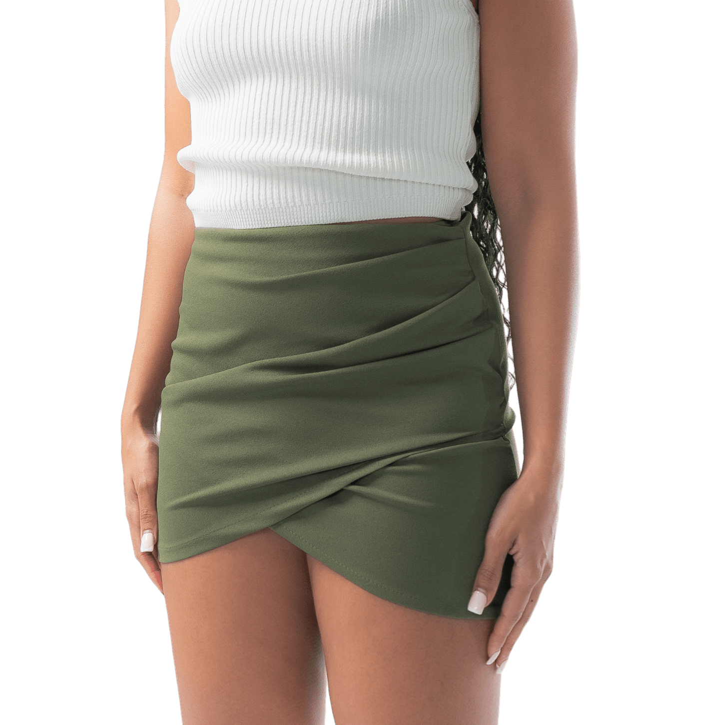 High Waisted Draped Mini Skirt - GRLS CLUB