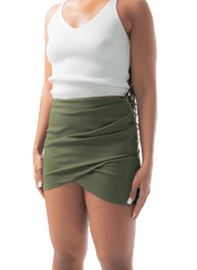 High Waisted Draped Mini Skirt - GRLS CLUB