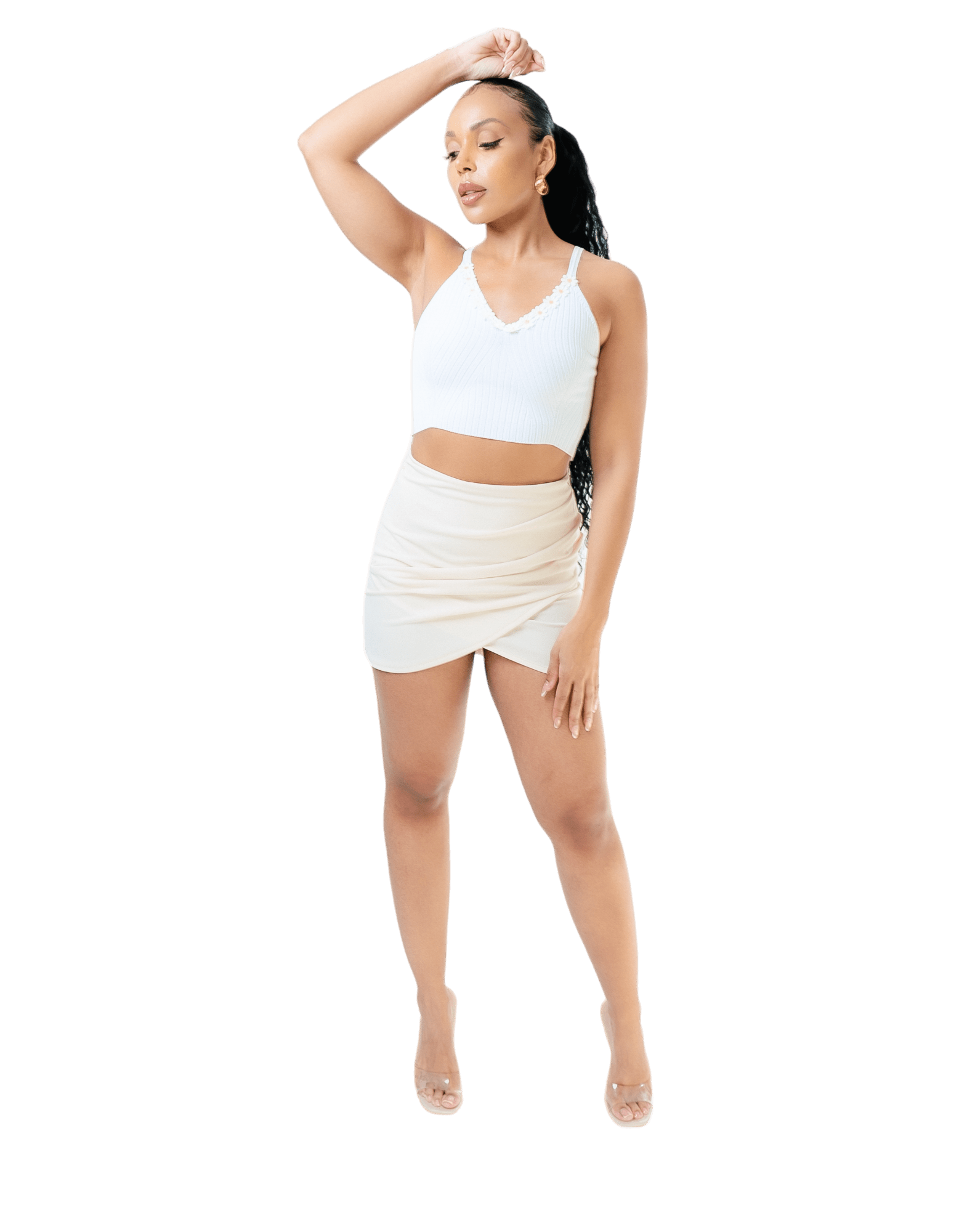 High Waisted Draped Mini Skirt - GRLS CLUB