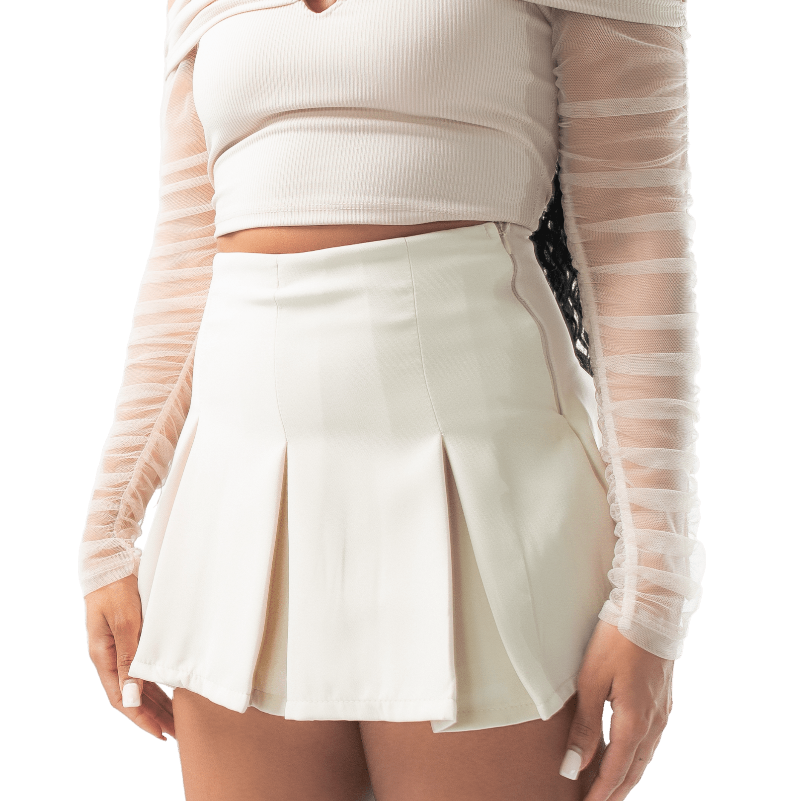 High Waisted Pleated Mini Skirt - GRLS CLUB