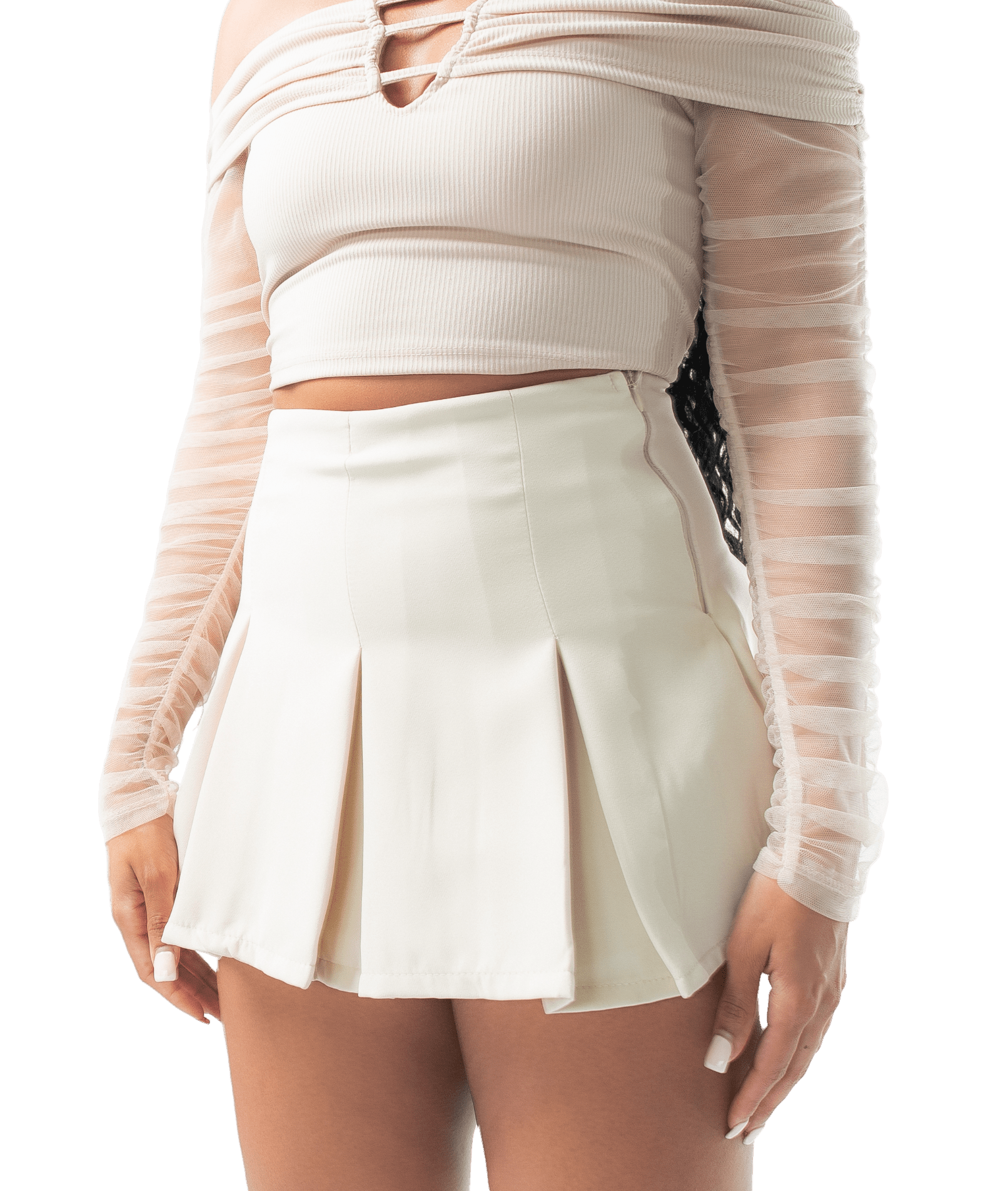 High Waisted Pleated Mini Skirt - GRLS CLUB