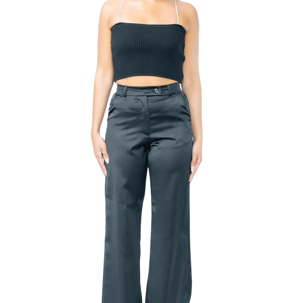 High - Waisted Satin Trousers - GRLS CLUB