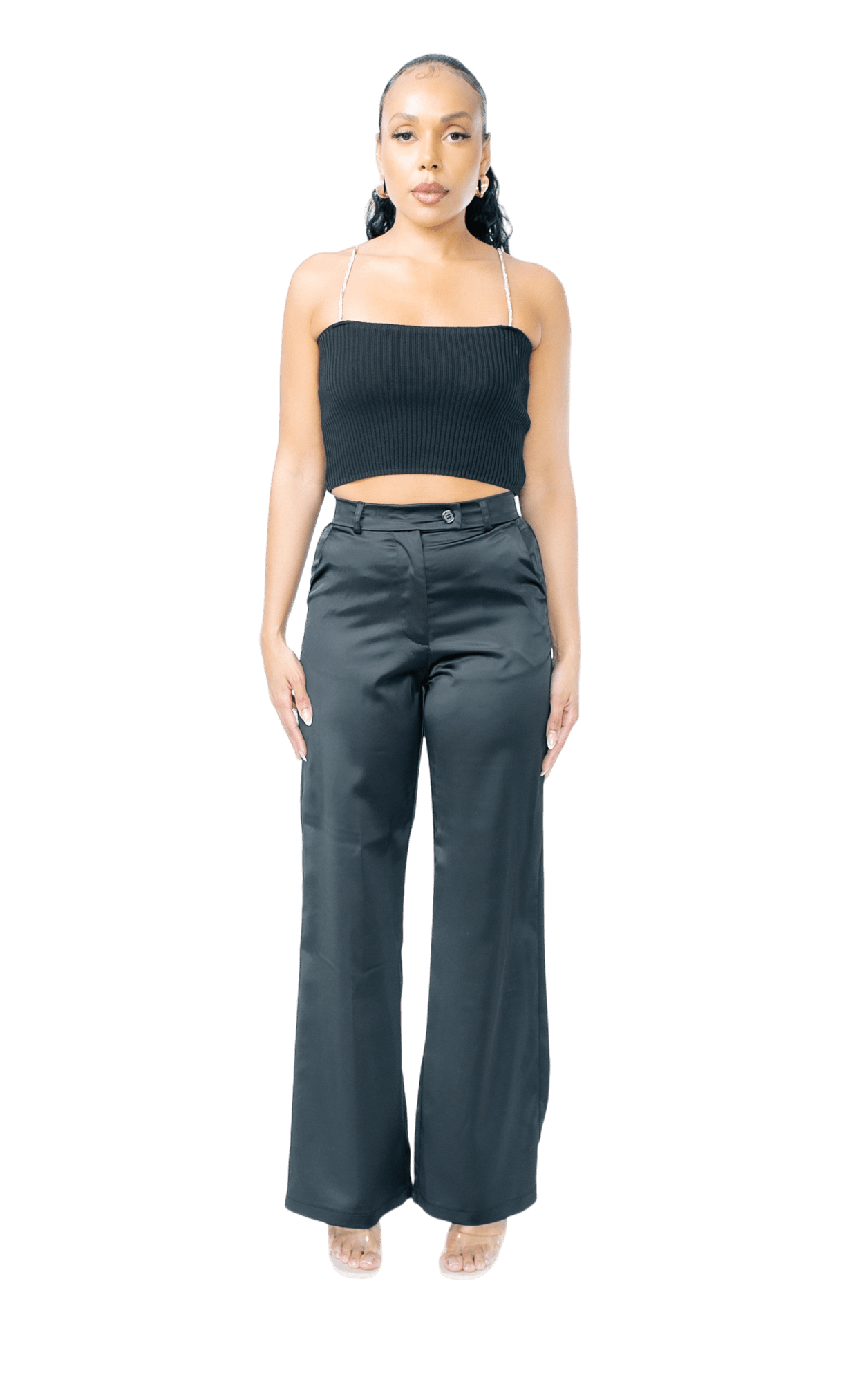 High - Waisted Satin Trousers - GRLS CLUB