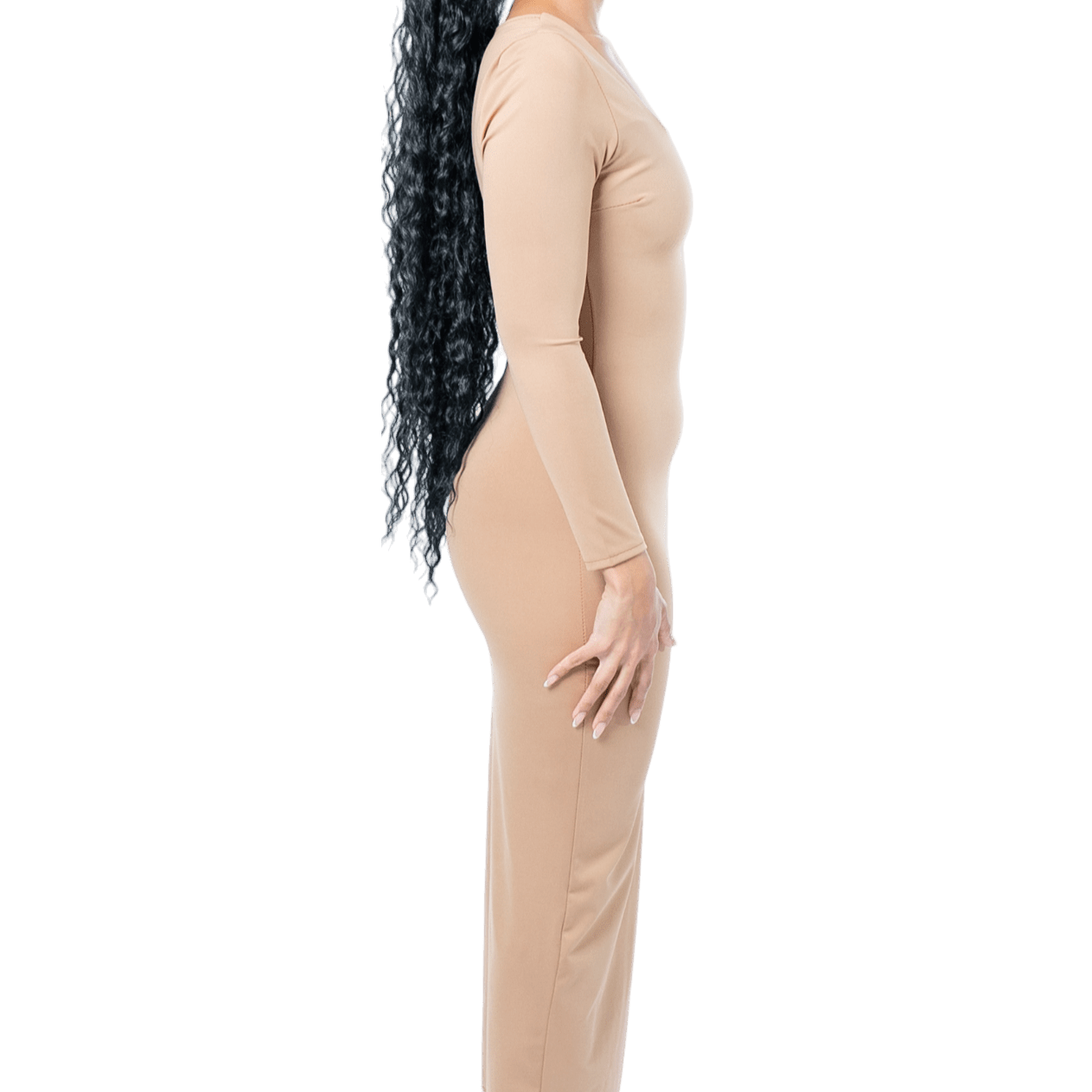 Long Sleeve Thigh Split Bodycon Maxi Dress - GRLS CLUB