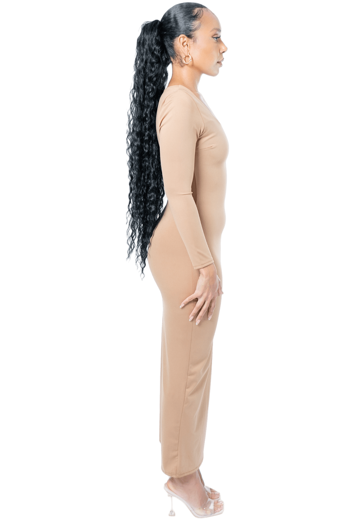 Long Sleeve Thigh Split Bodycon Maxi Dress - GRLS CLUB