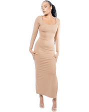 Long Sleeve Thigh Split Bodycon Maxi Dress - GRLS CLUB