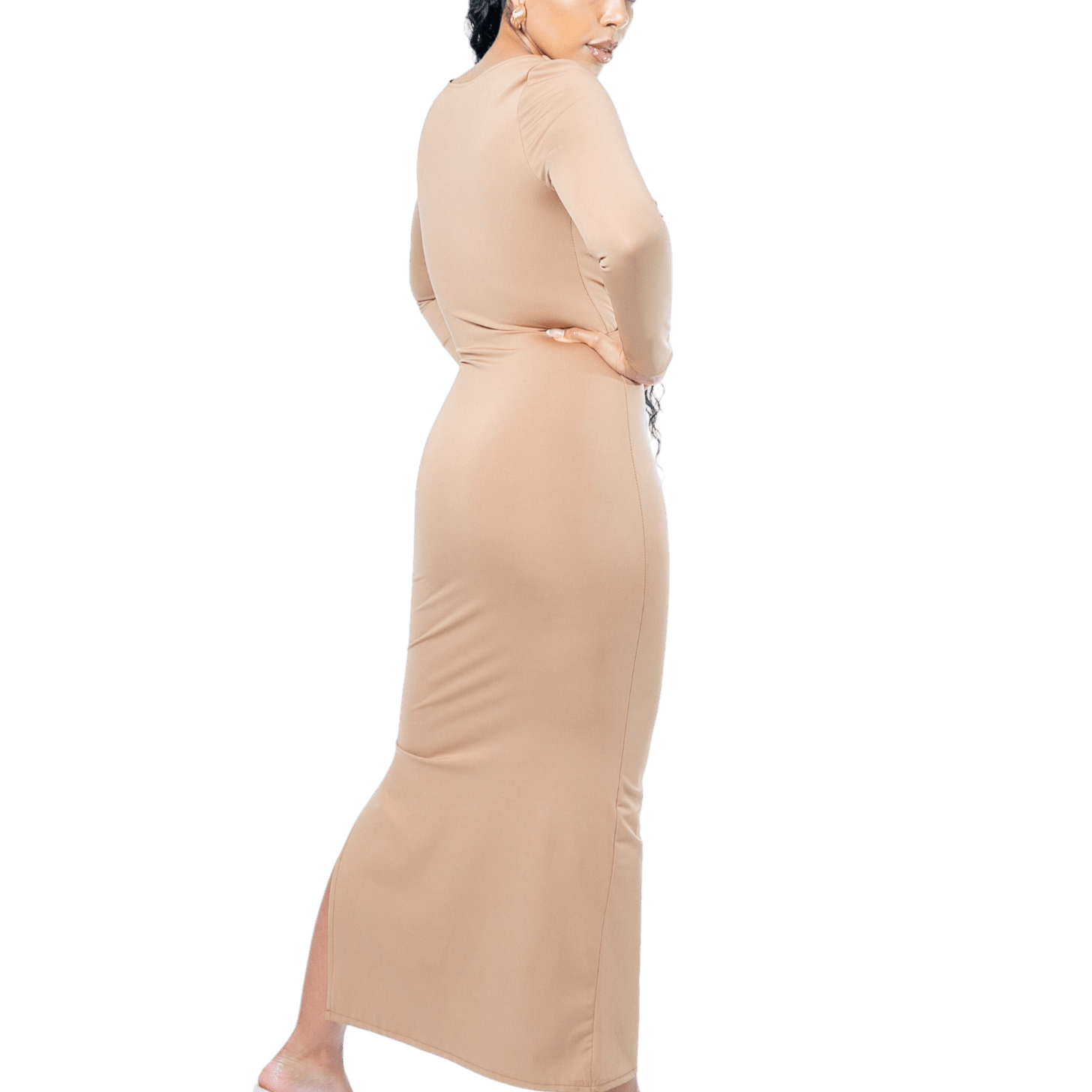 Long Sleeve Thigh Split Bodycon Maxi Dress - GRLS CLUB