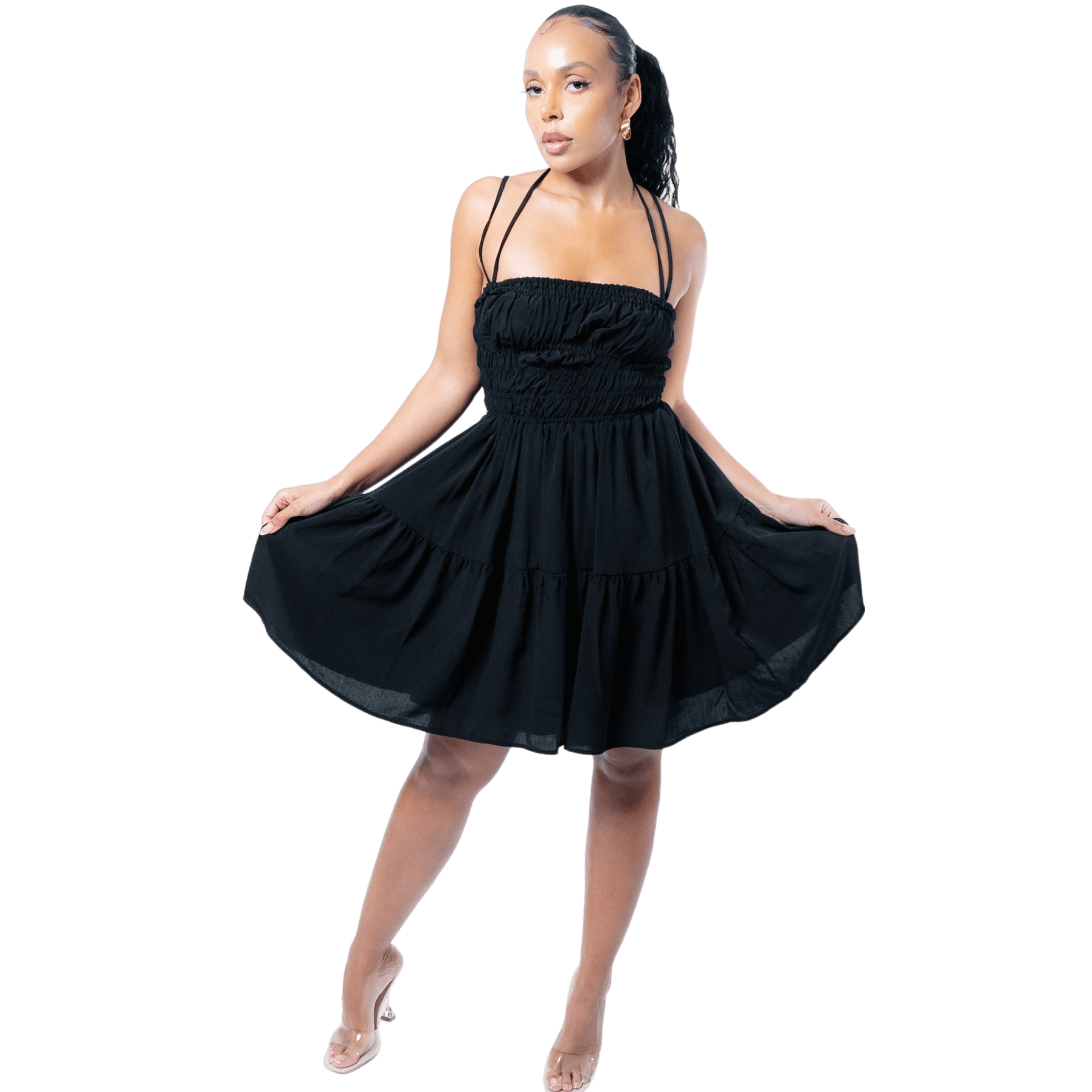 Midnight Smocked Halter Dress - GRLS CLUB