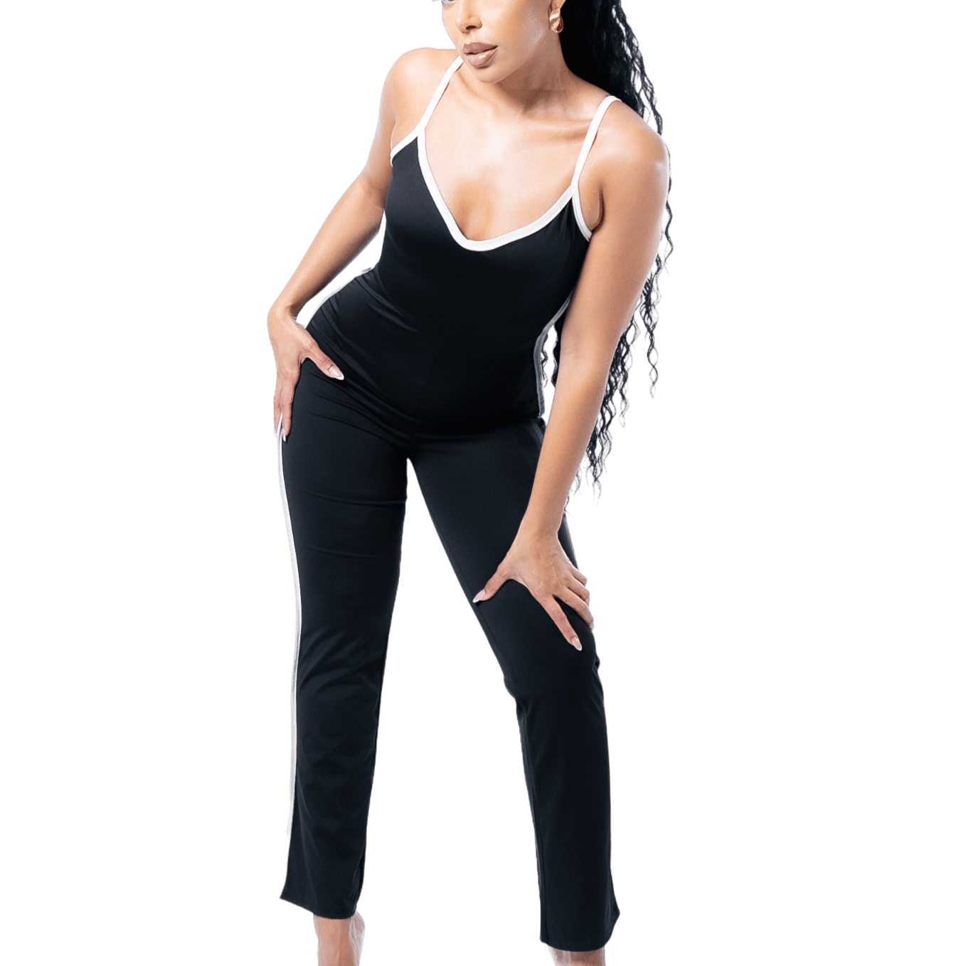 Monochrome Contrast Edge Jumpsuit - GRLS CLUB