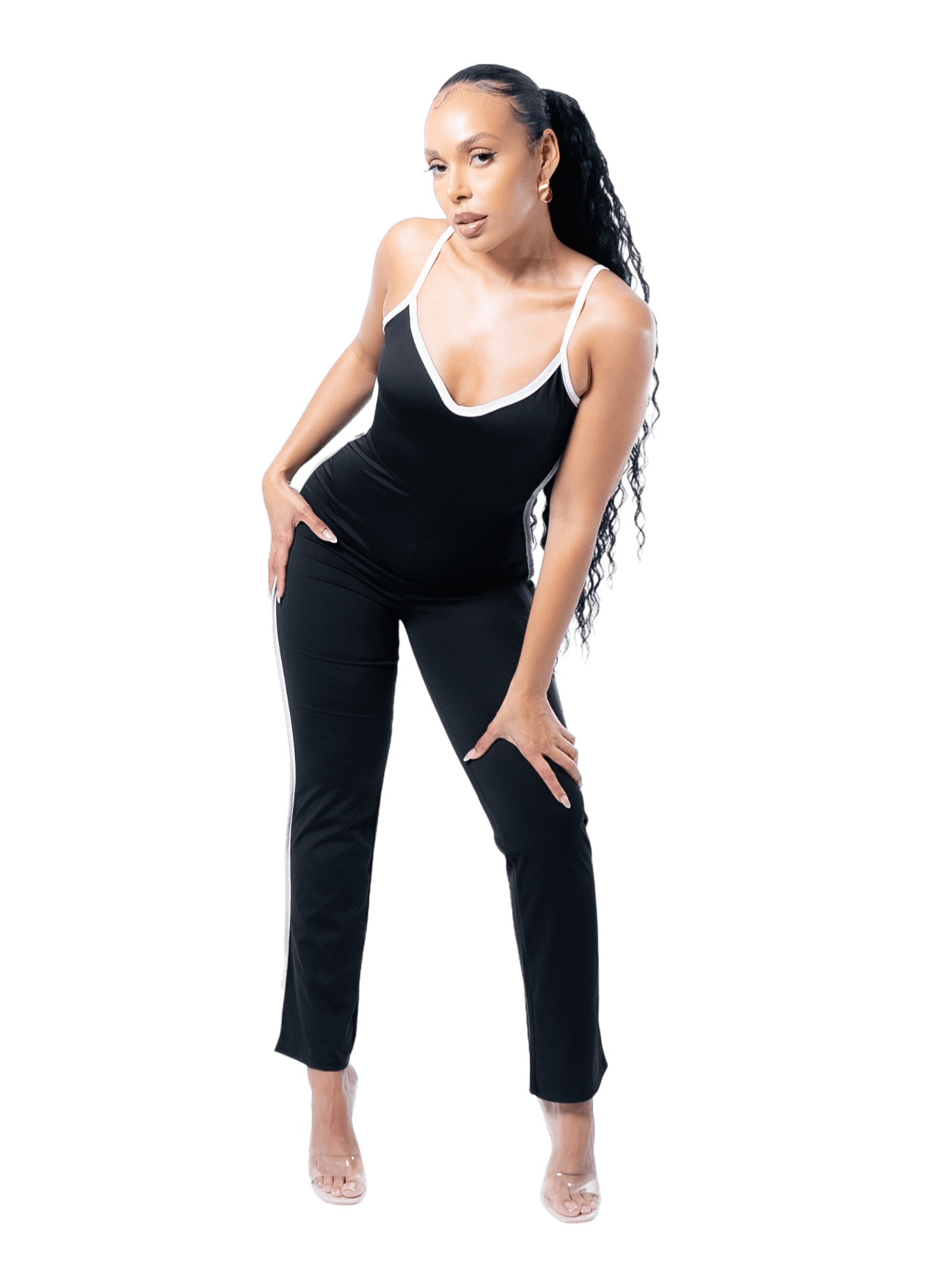 Monochrome Contrast Edge Jumpsuit - GRLS CLUB