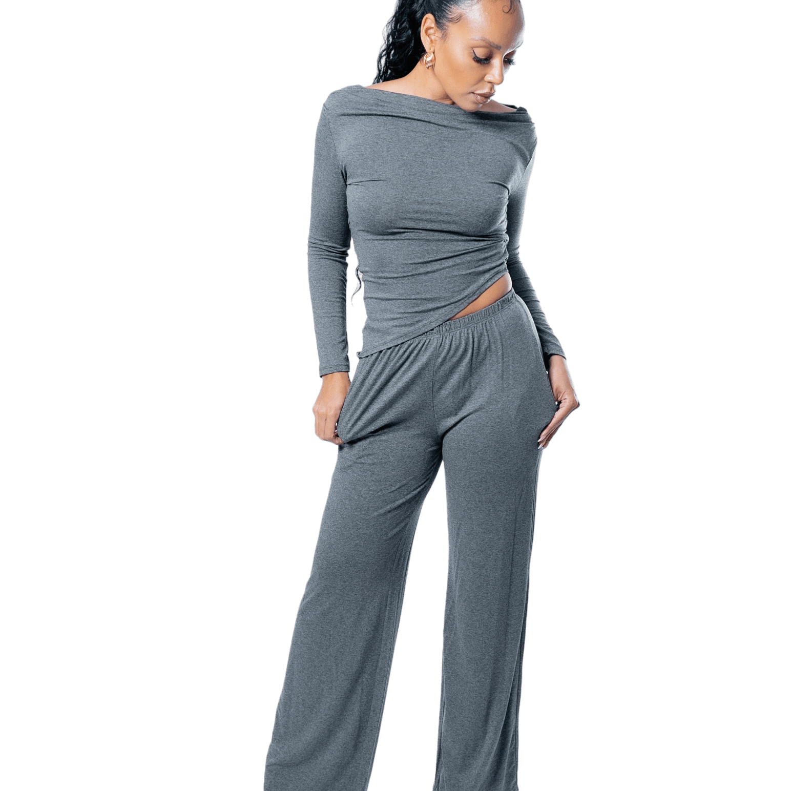 Off - Shoulder Long Sleeve Lounge Co - ord - GRLS CLUB