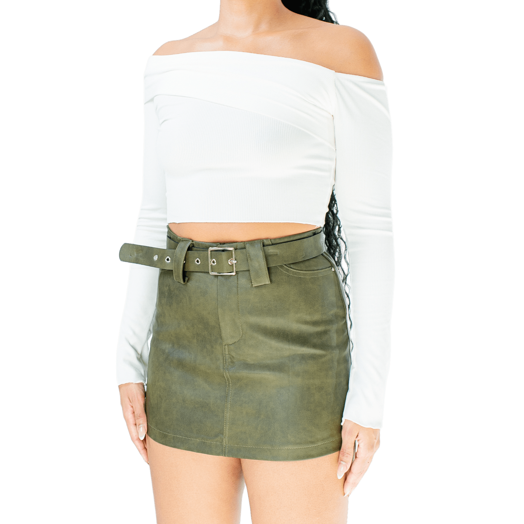 Off - Shoulder Ribbed Crop Top - GRLS CLUB