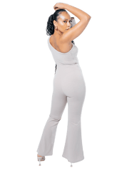 One - Shoulder Cutout Flared Jumpsuit - GRLS CLUB