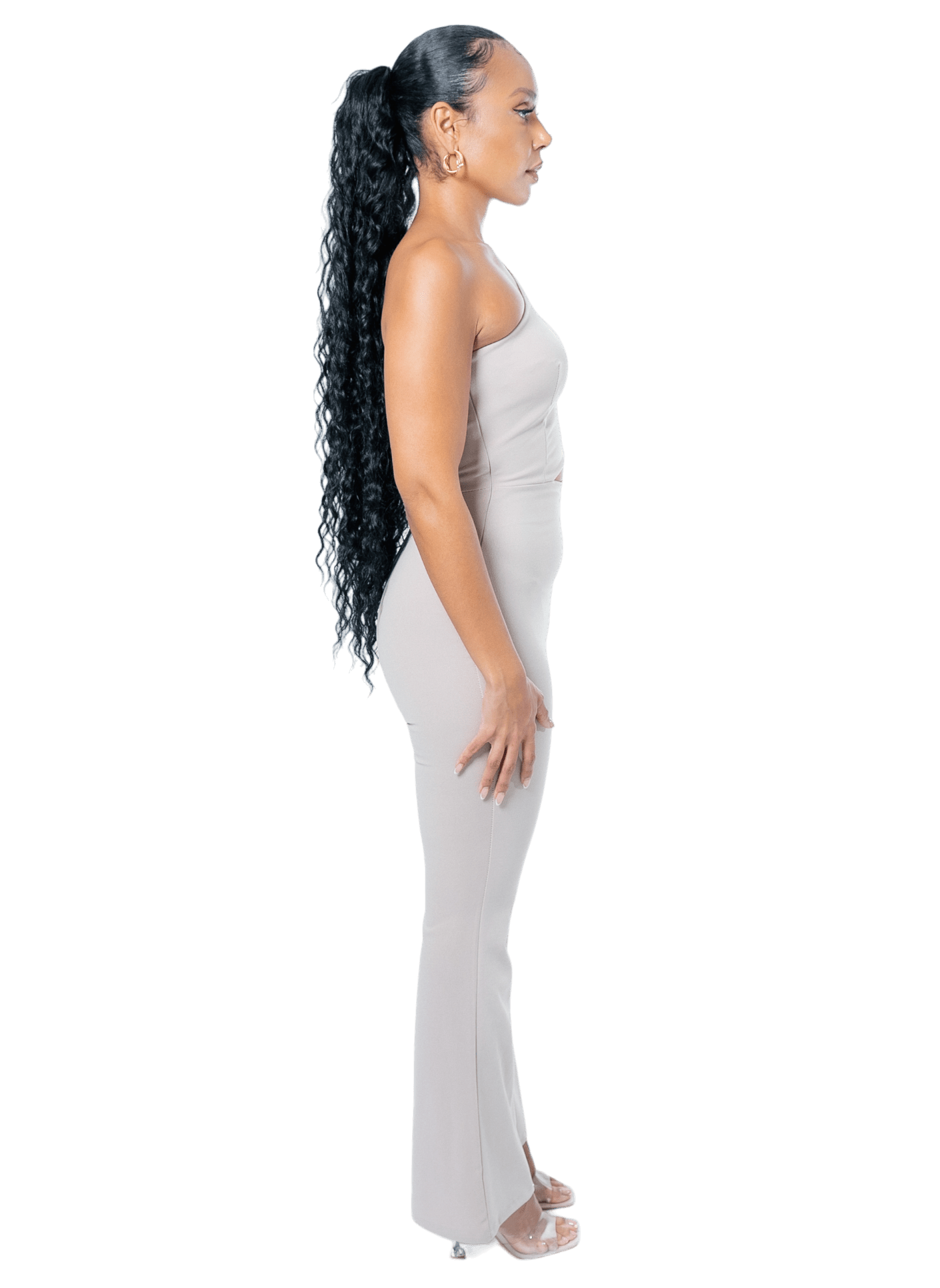 One - Shoulder Cutout Flared Jumpsuit - GRLS CLUB