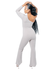 One - Shoulder Cutout Flared Jumpsuit - GRLS CLUB