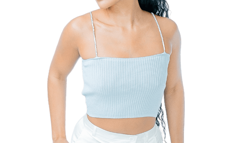 Rhinestone - Strap Ribbed Crop Top - GRLS CLUB