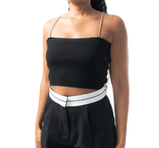 Rhinestone - Strap Ribbed Crop Top - GRLS CLUB