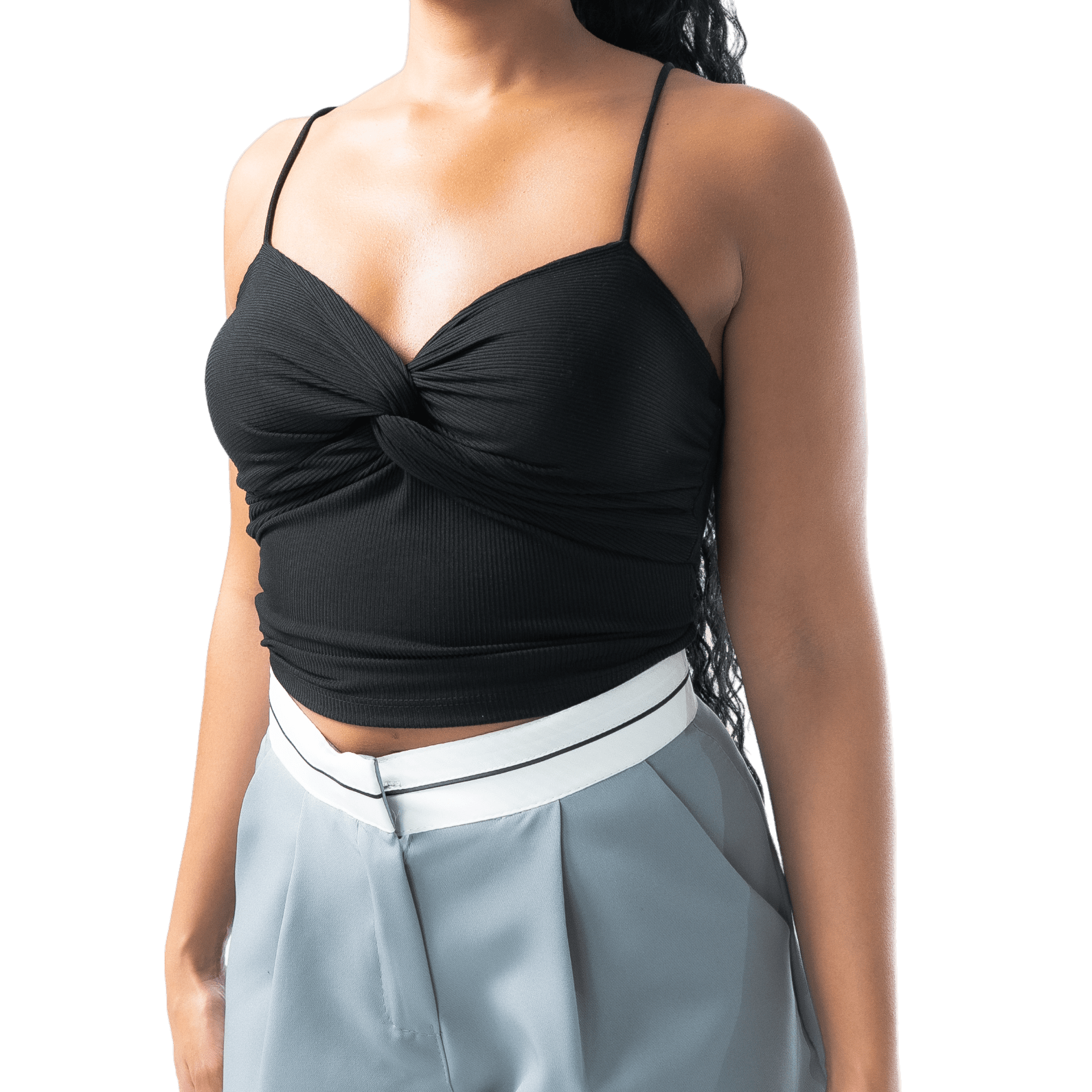 Ribbed Front - Twist Padded Crop Top - GRLS CLUB