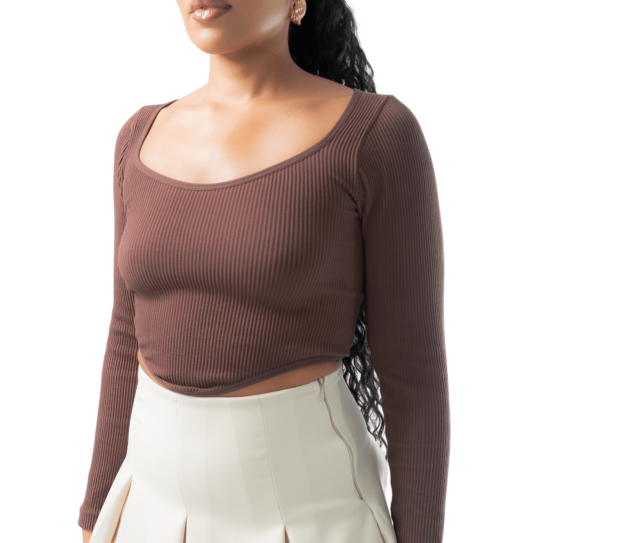 Ribbed Long Sleeve Crop Top - GRLS CLUB