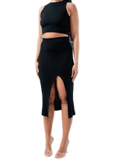 Ribbed Thigh Split Knit Co - ord - GRLS CLUB