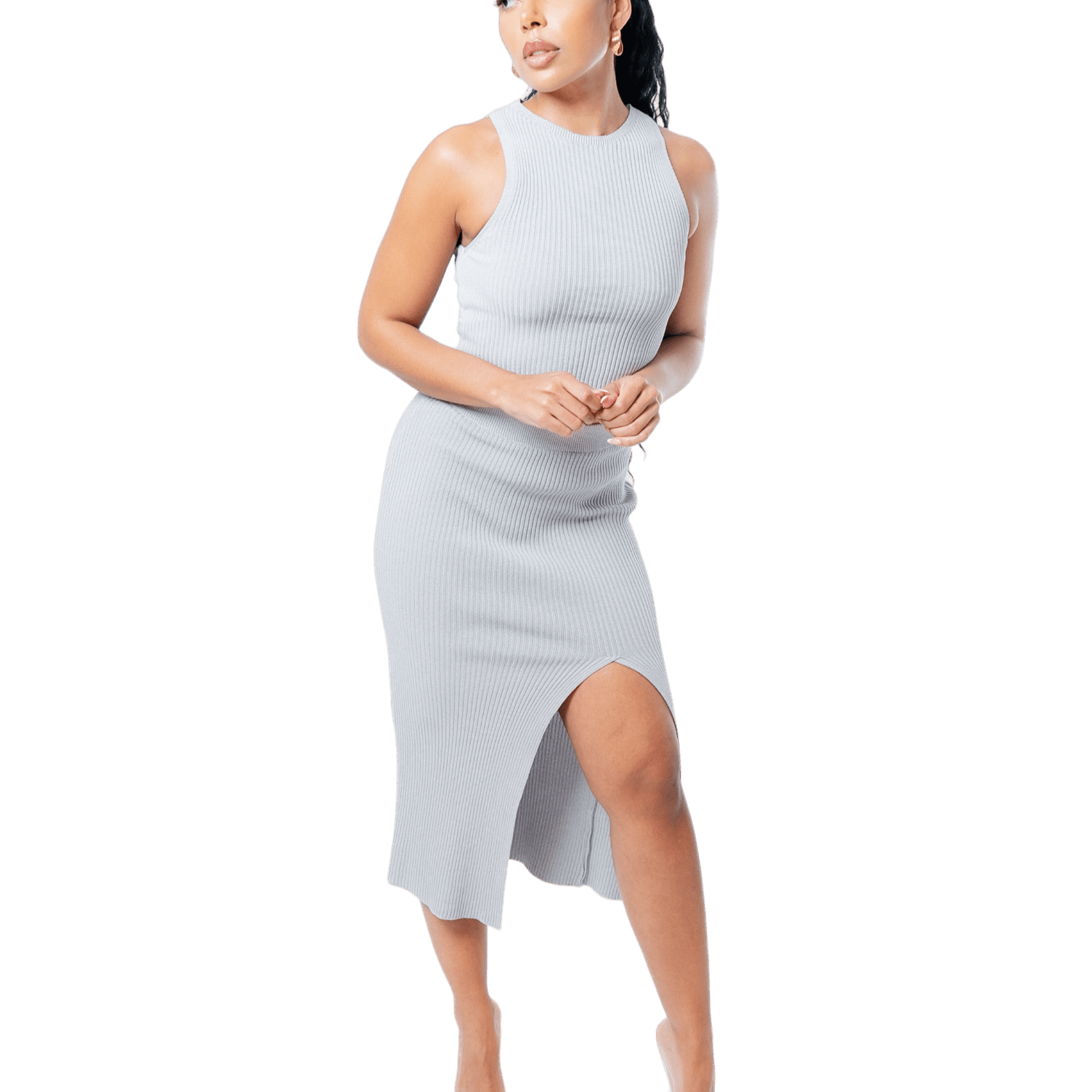 Ribbed Thigh Split Knit Co - ord - GRLS CLUB