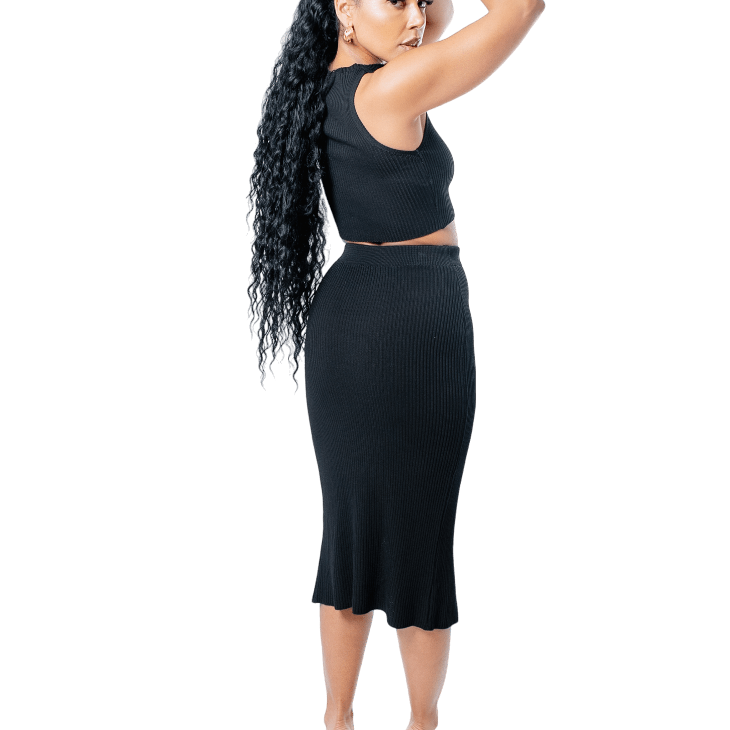 Ribbed Thigh Split Knit Co - ord - GRLS CLUB