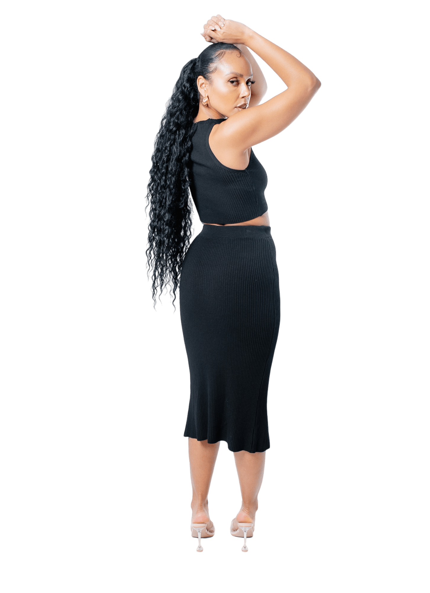 Ribbed Thigh Split Knit Co - ord - GRLS CLUB