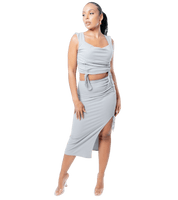 Ruched Thigh Split Midi Co - ord - GRLS CLUB