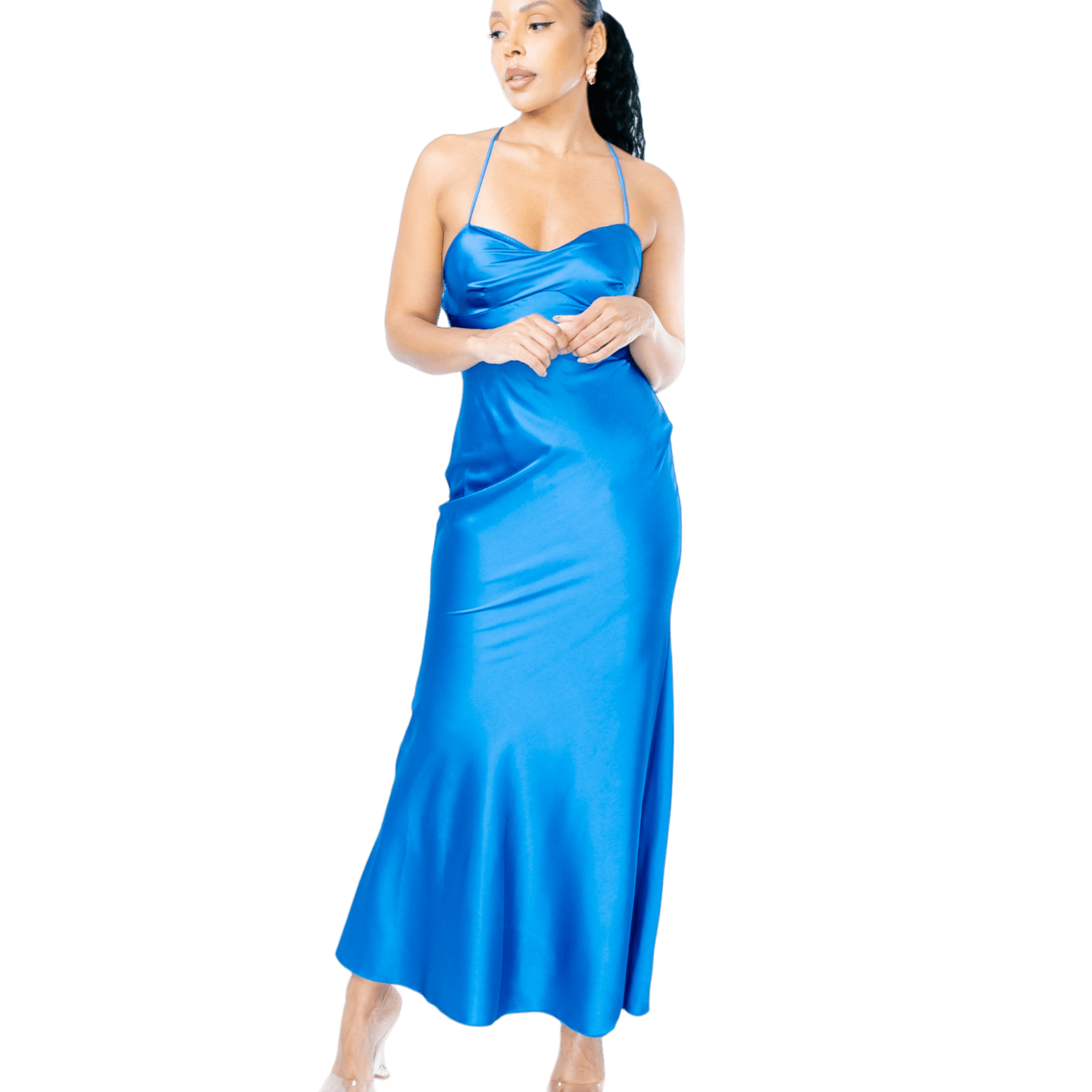 Satin Strappy Back Maxi Dress - GRLS CLUB