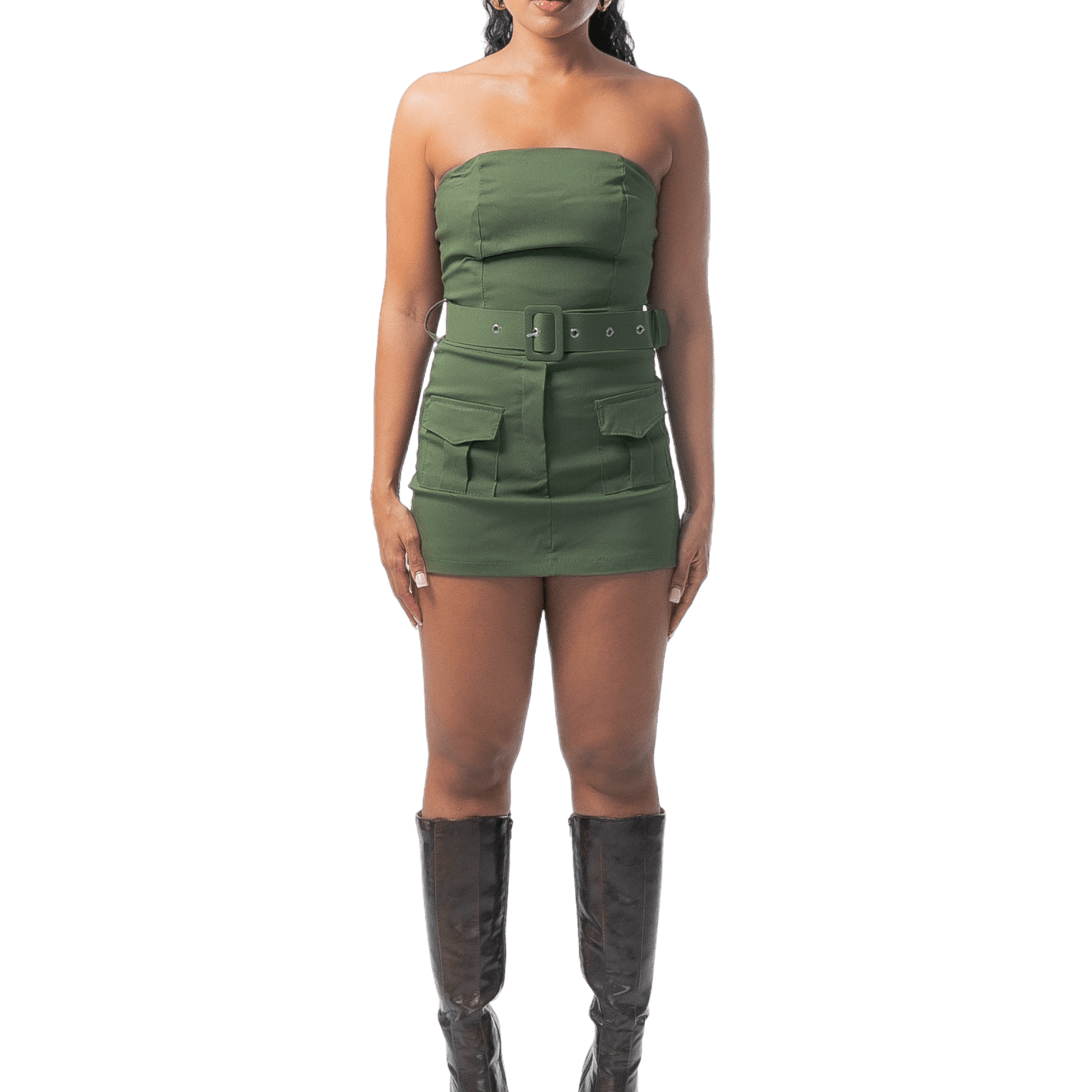 Strapless Utility Belted Playsuit - GRLS CLUB