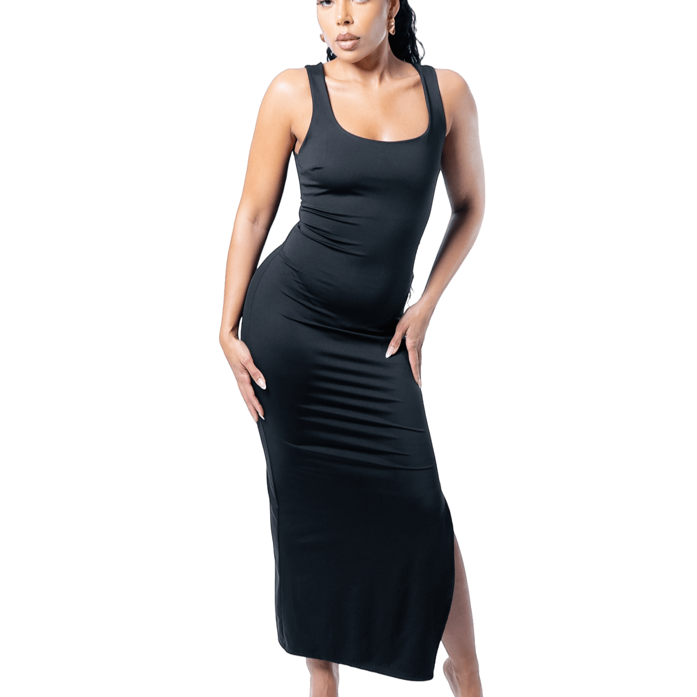 Thigh Split Bodycon Maxi Dress - GRLS CLUB