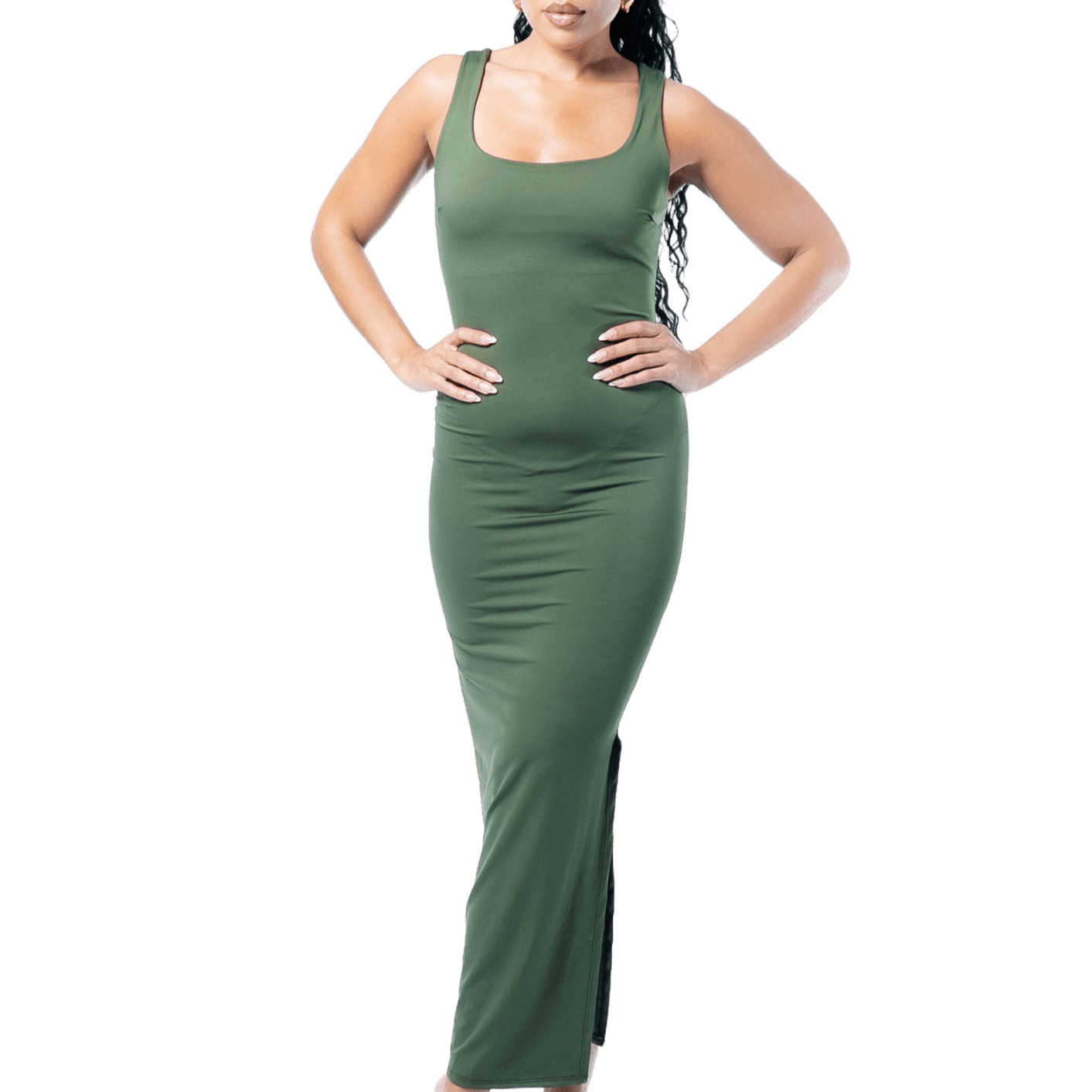 Thigh Split Bodycon Maxi Dress - GRLS CLUB