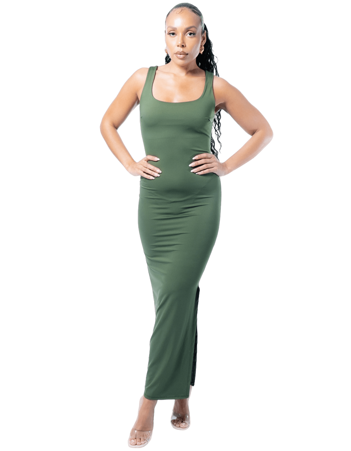 Thigh Split Bodycon Maxi Dress - GRLS CLUB