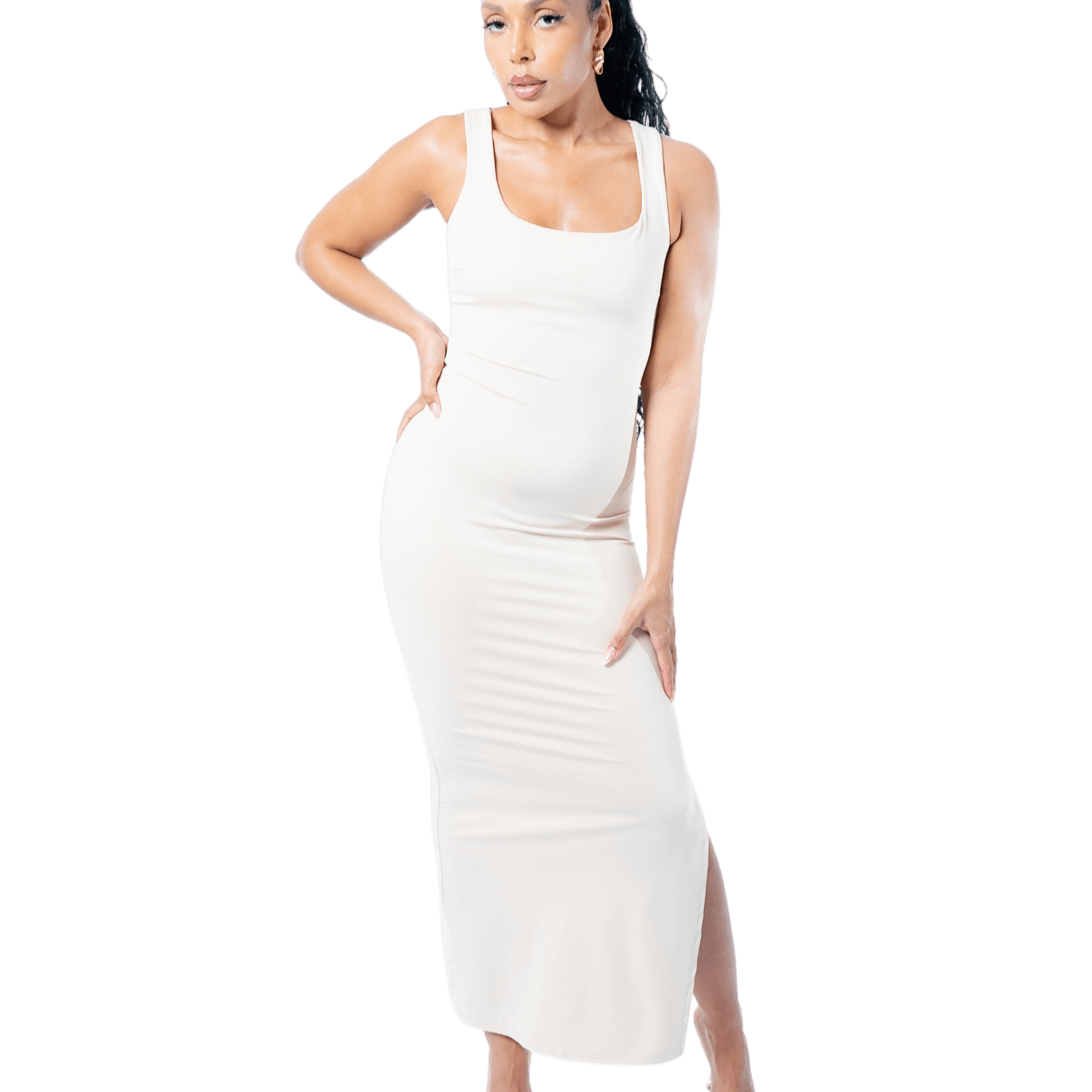 Thigh Split Bodycon Maxi Dress - GRLS CLUB