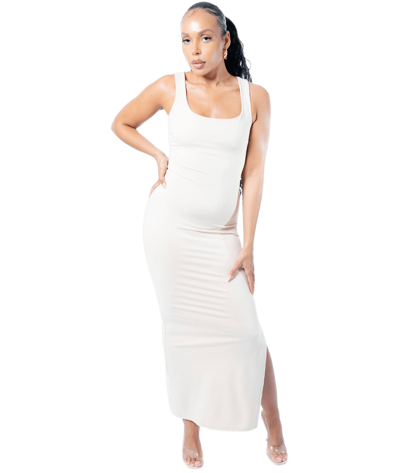 Thigh Split Bodycon Maxi Dress - GRLS CLUB