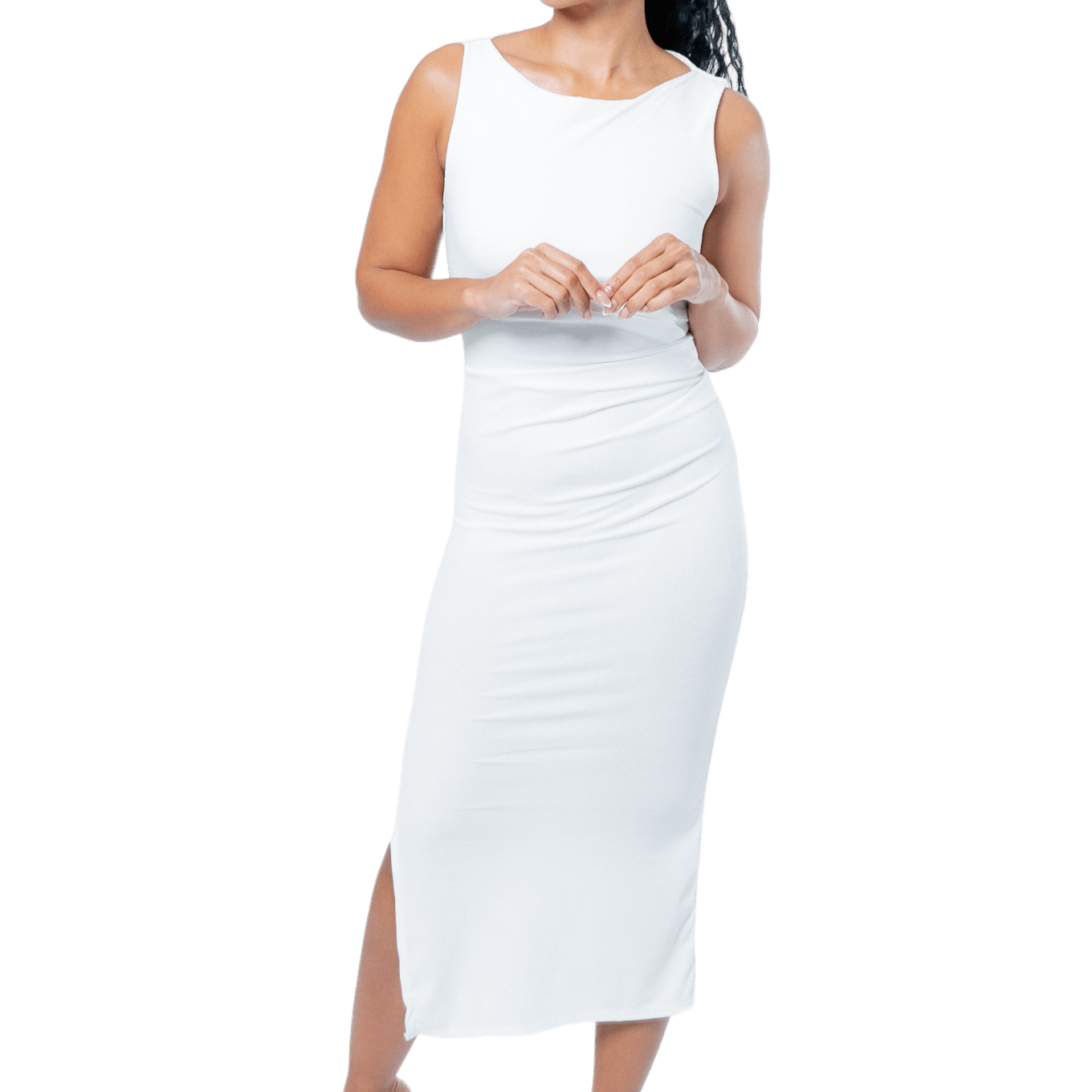 Thigh Split Ripple Body Sleeveless Dress - GRLS CLUB