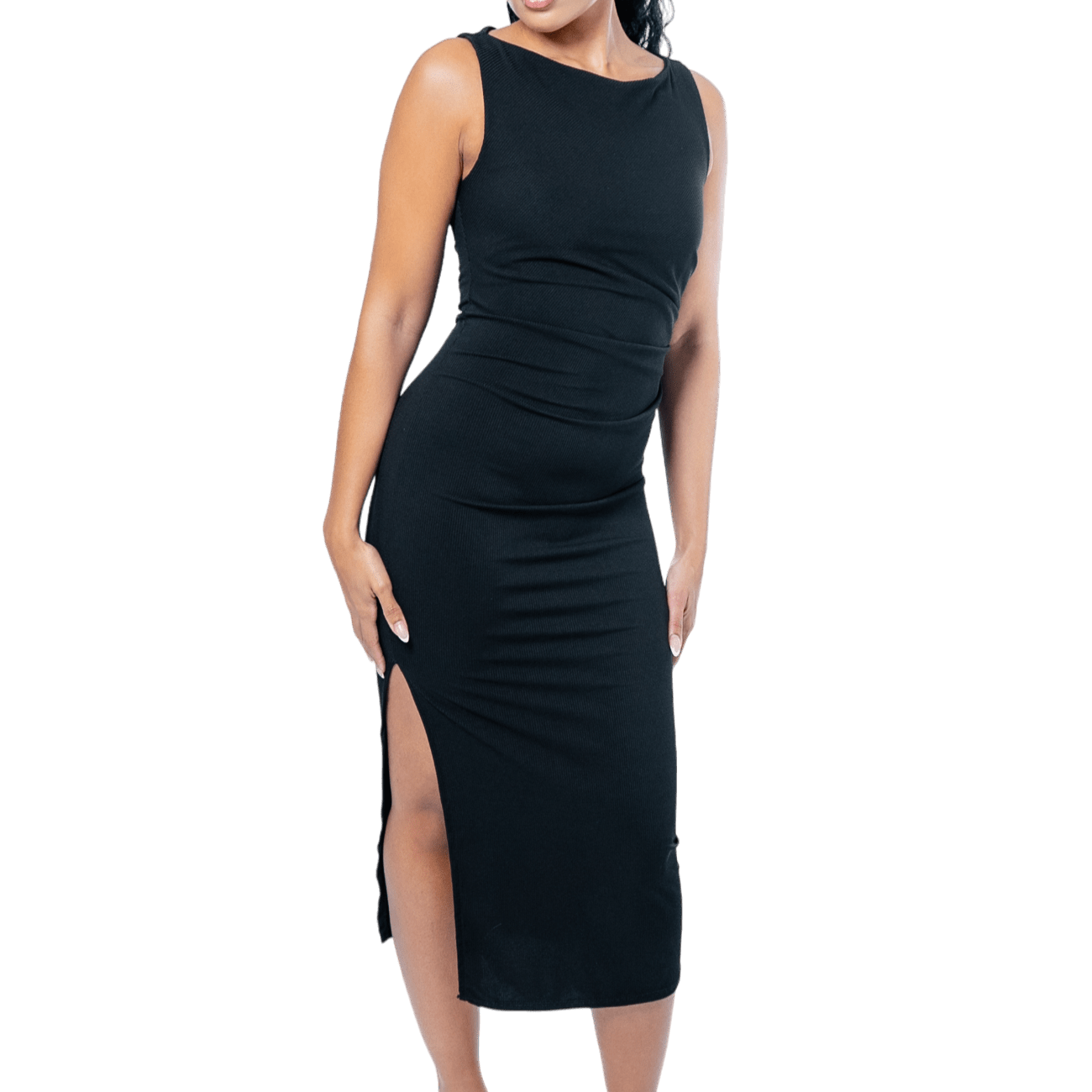 Thigh Split Ripple Body Sleeveless Dress - GRLS CLUB